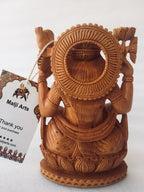 Wooden Hand Carved Saraswati Statue - Arts99 - Online Art Gallery