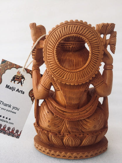 Wooden Hand Carved Saraswati Statue - Arts99 - Online Art Gallery