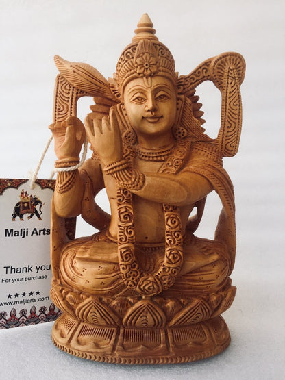 Wooden Hand Carved Krishna Statue - Arts99 - Online Art Gallery