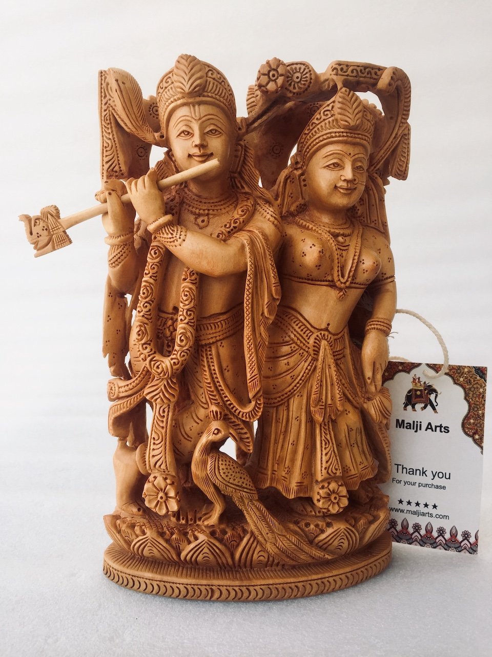 Wooden Hand carved Radha Krishna Statue - Arts99 - Online Art Gallery