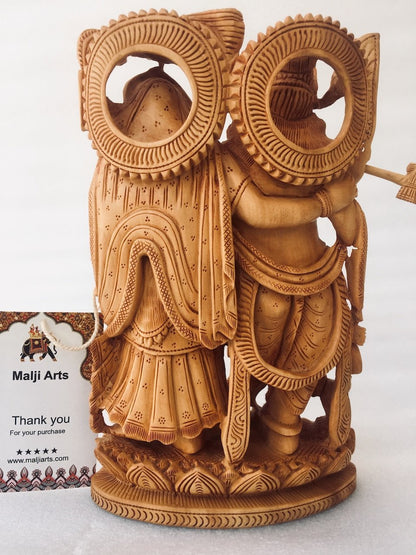 Wooden Hand carved Radha Krishna Statue - Arts99 - Online Art Gallery