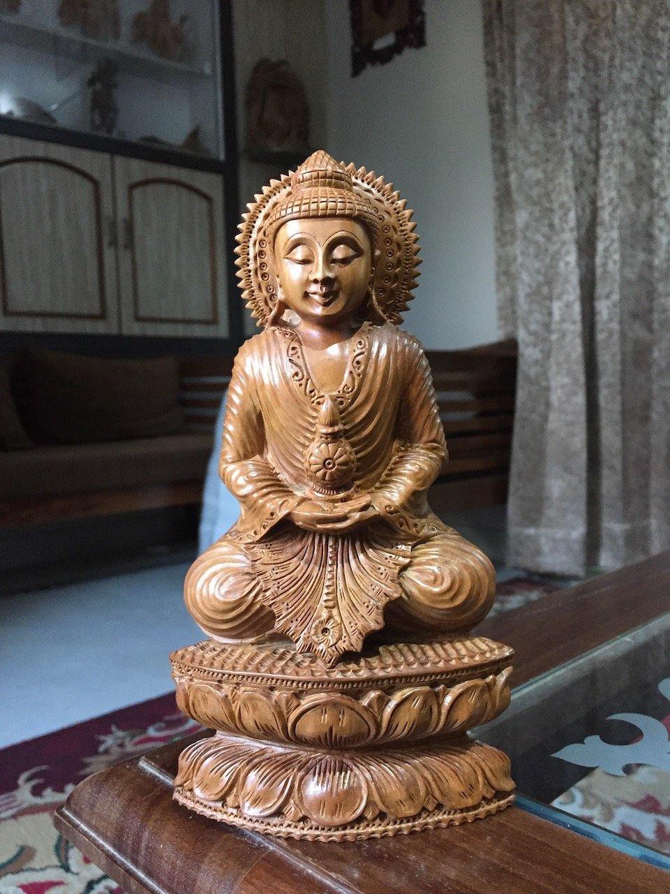 Sandalwood Beautifully Hand Carved Rare Meditation Buddha Statue - Arts99 - Online Art Gallery