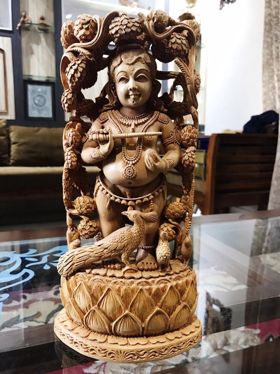 Wooden Fine Hand Carved Standing Baby Krishna Statue - Arts99 - Online Art Gallery
