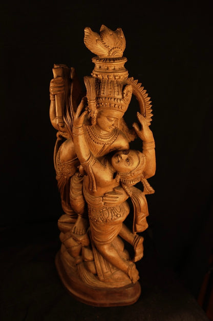 Wooden Large Radha Krishna Love Scene 22 inch Statue