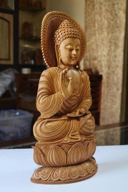 Large Sandalwood Fine Hand Carved Buddha Sitting Statue - Arts99 - Online Art Gallery