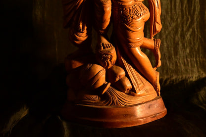 Wooden Large Radha Krishna Love Scene 22 inch Statue