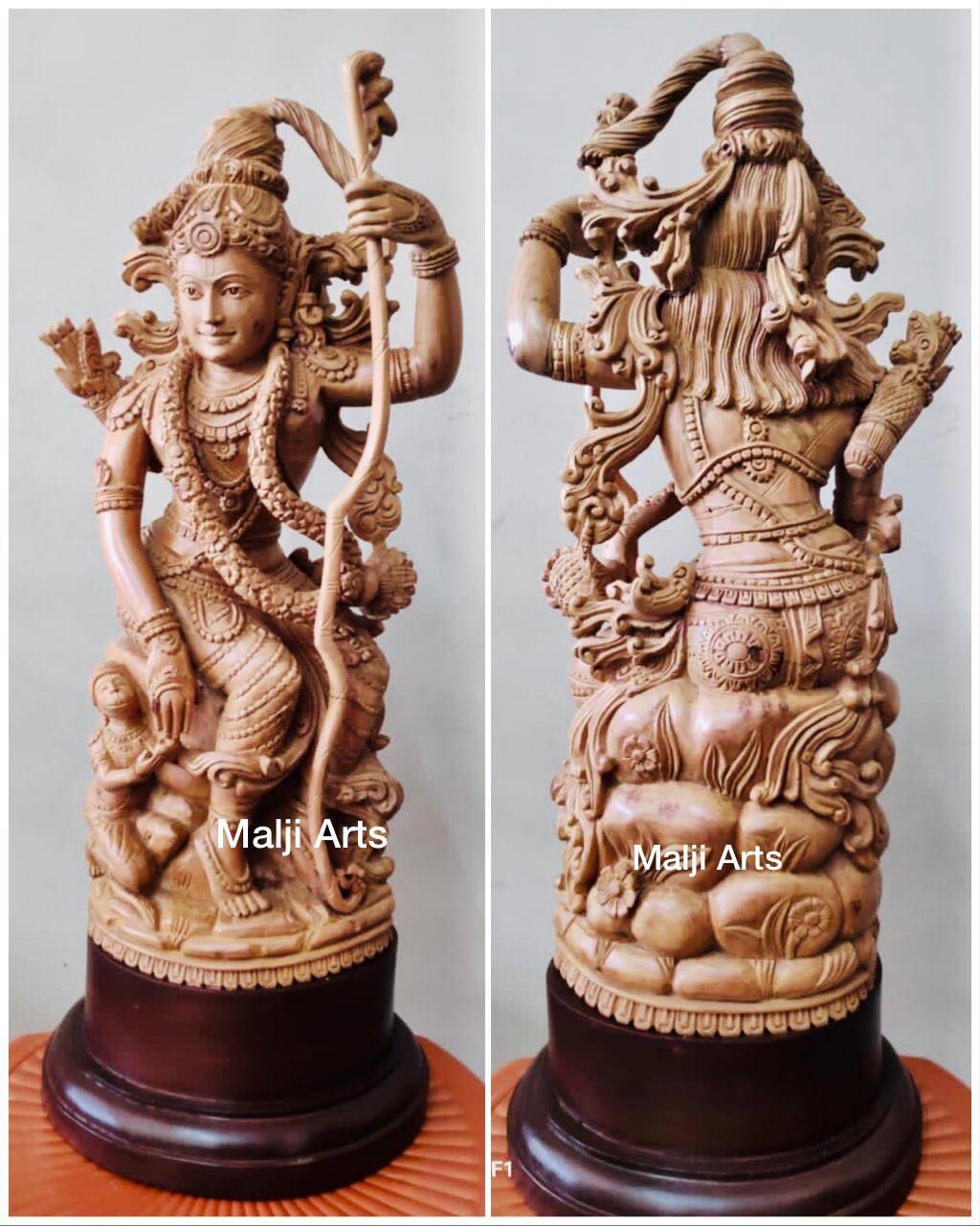 Sandalwood Lord Rama with Hanuman Quality Carving Statue - Arts99 - Online Art Gallery