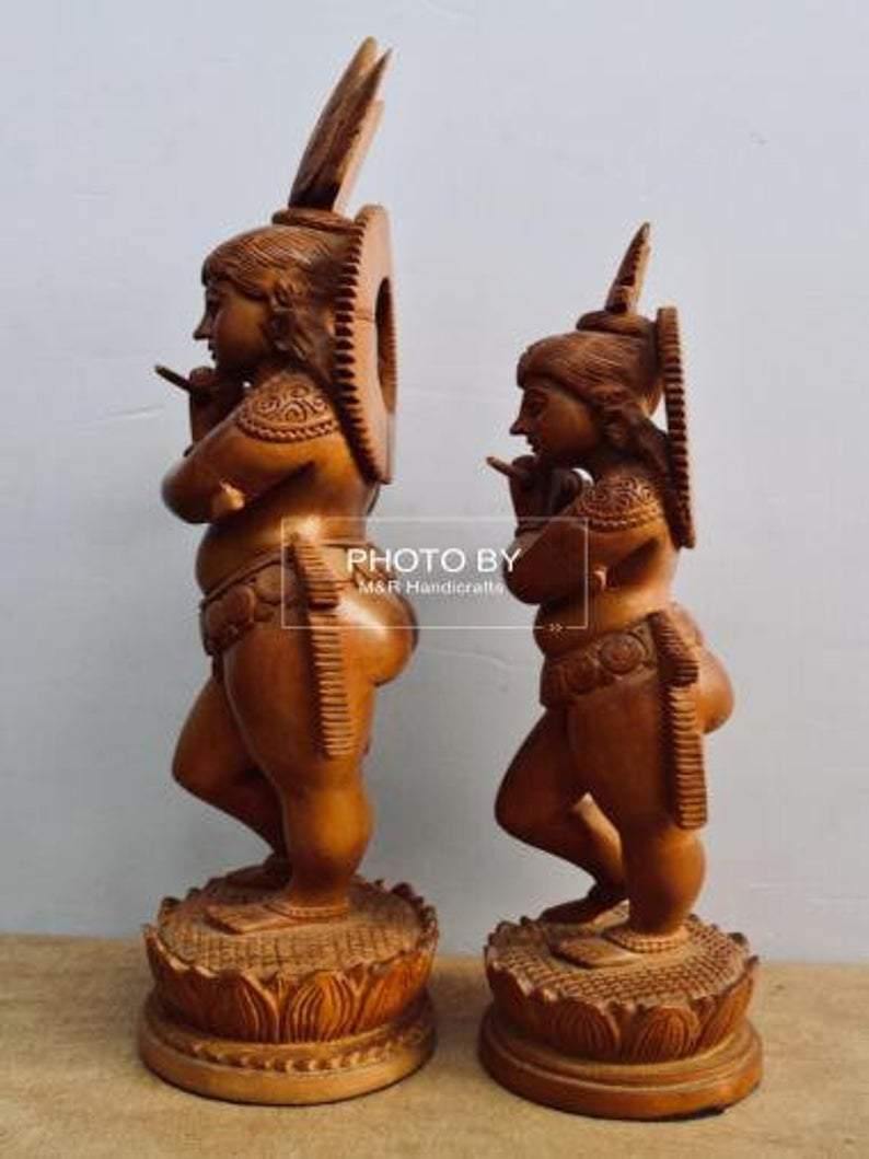 Sandalwood Antique Baby Krishna 2 Pieces Pair - Arts99 - Online Art Gallery