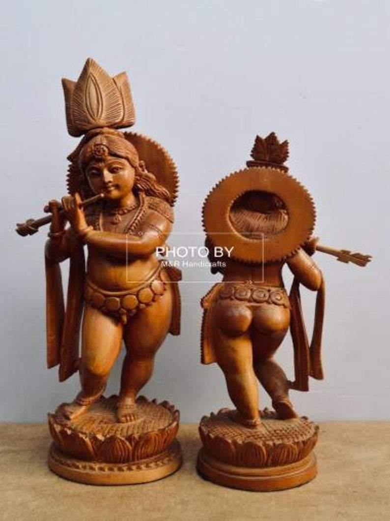 Sandalwood Antique Baby Krishna 2 Pieces Pair - Arts99 - Online Art Gallery