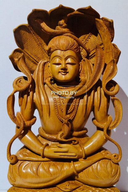 Wooden Fine Hand Carved Shiva Meditation Sitting Posture - Arts99 - Online Art Gallery