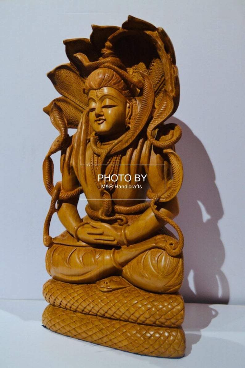Wooden Fine Hand Carved Shiva Meditation Sitting Posture - Arts99 - Online Art Gallery
