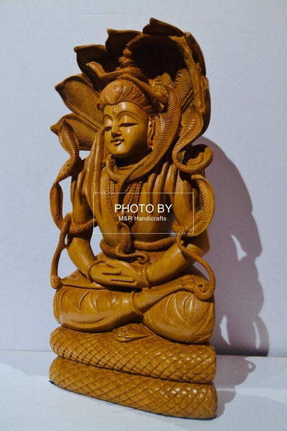 Wooden Fine Hand Carved Shiva Meditation Sitting Posture - Arts99 - Online Art Gallery