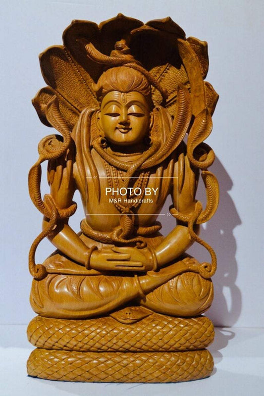 Wooden Fine Hand Carved Shiva Meditation Sitting Posture - Arts99 - Online Art Gallery