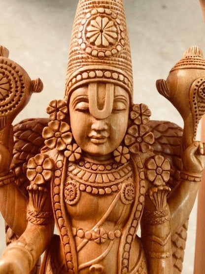 Wooden Fine Carved TIRUPATI BALAJI Statue - Arts99 - Online Art Gallery