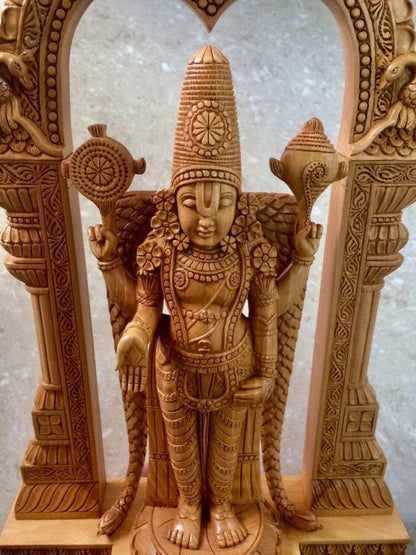 Wooden Fine Carved TIRUPATI BALAJI Statue - Arts99 - Online Art Gallery