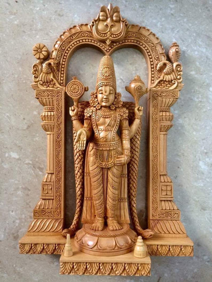 Wooden Fine Carved TIRUPATI BALAJI Statue - Arts99 - Online Art Gallery
