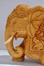Wooden Very Fine Carved Elephant with Body Carving - Arts99 - Online Art Gallery