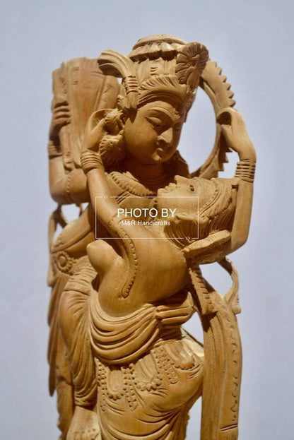 Collective Sandalwood Radha Krishna Love Scene Statue - Arts99 - Online Art Gallery