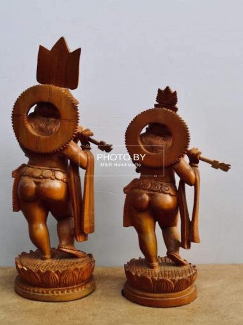 Sandalwood Antique Baby Krishna 2 Pieces Pair - Arts99 - Online Art Gallery