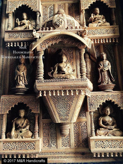 Sandalwood Carved BUDDHA Wall Hanging JHAROKHA Decorative Piece - Arts99 - Online Art Gallery