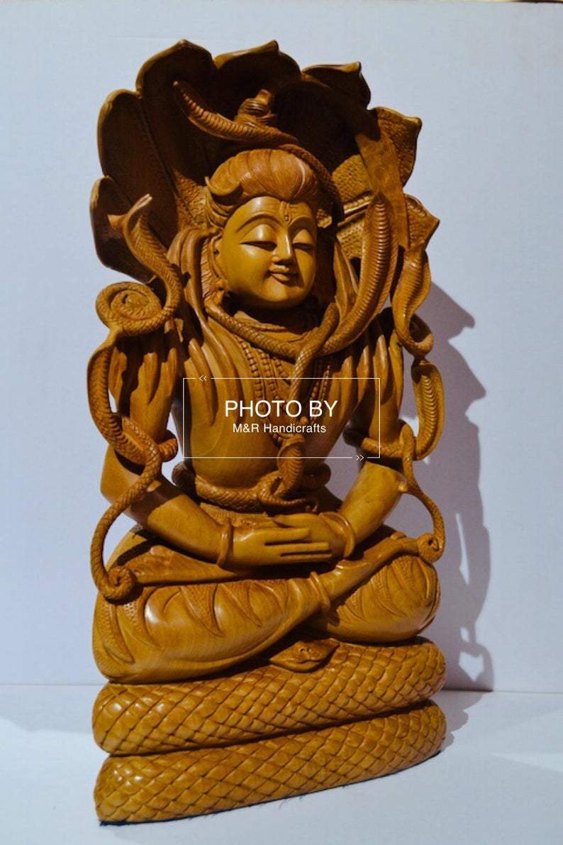 Wooden Fine Hand Carved Shiva Meditation Sitting Posture - Arts99 - Online Art Gallery
