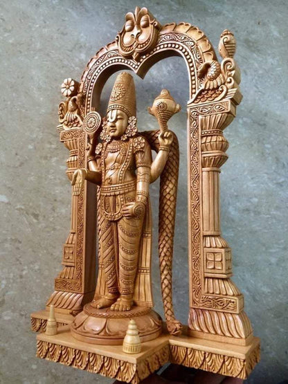Wooden Fine Carved TIRUPATI BALAJI Statue - Arts99 - Online Art Gallery
