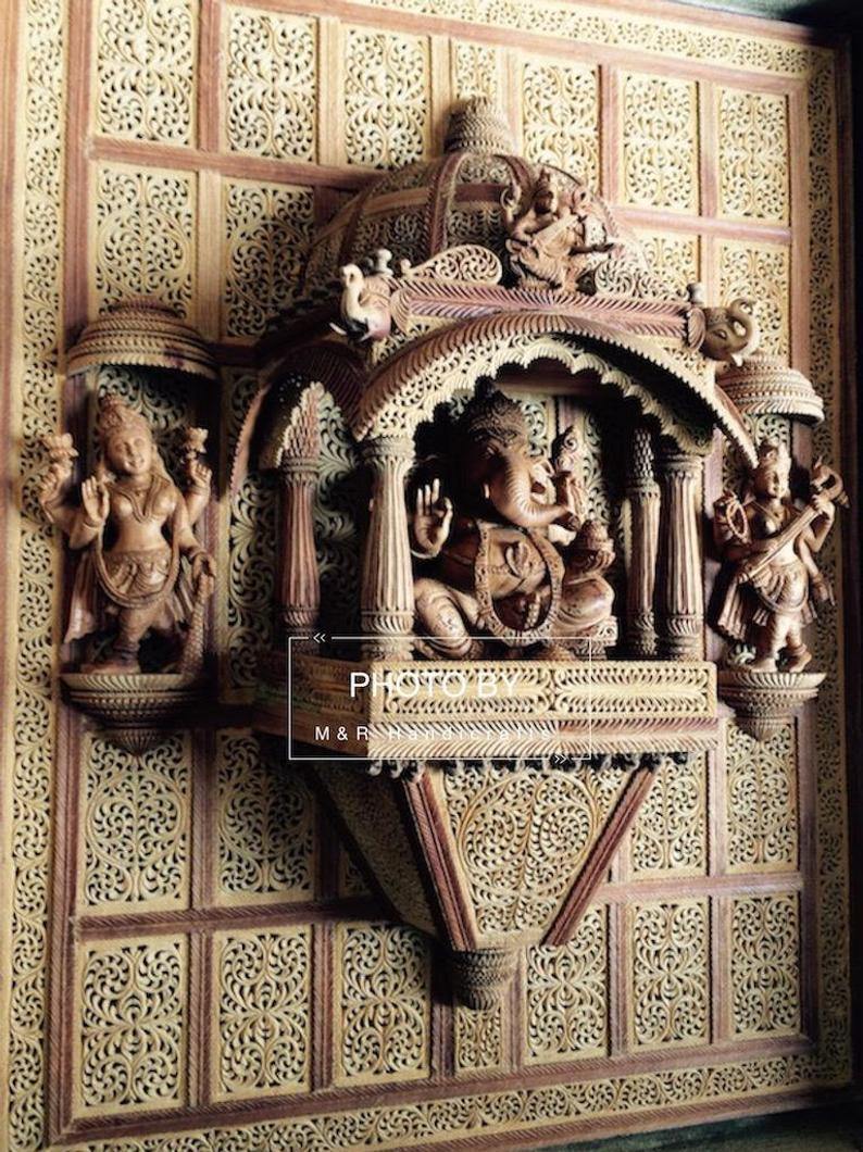 Sandalwood Carved GANESH DARBAR JHAROKHA - Arts99 - Online Art Gallery