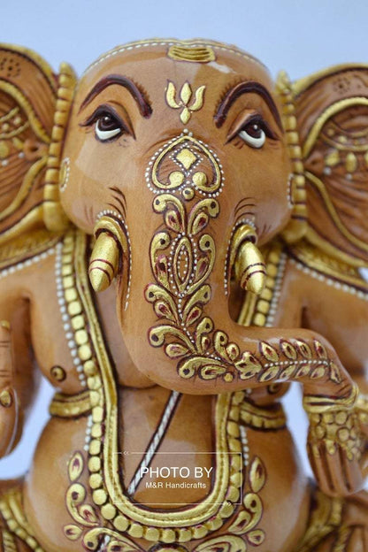 Wooden Hand Painted Baby Ganesha Statue - Arts99 - Online Art Gallery