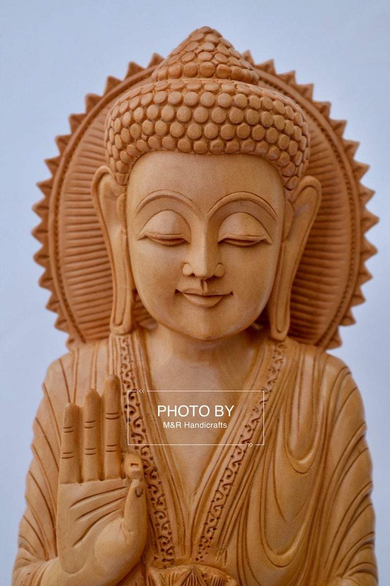 Wooden Standing Buddha Statue Big- 15 inches - Arts99 - Online Art Gallery