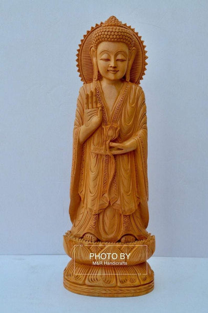Wooden Standing Buddha Statue Big- 15 inches - Arts99 - Online Art Gallery