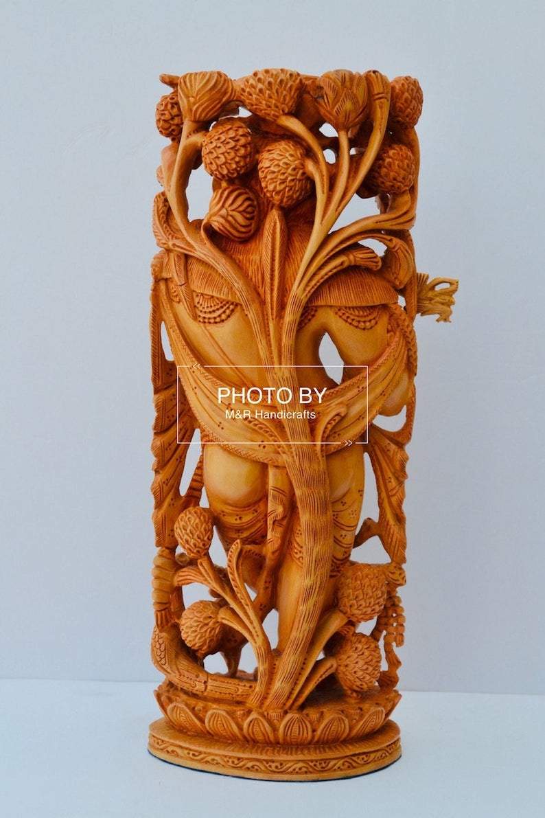 Wooden fine carved baby krishna statue - Arts99 - Online Art Gallery