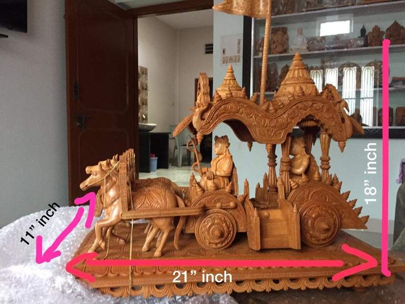 Wooden Fine Hand Carved Chariot or Arjuna Raath - Arts99 - Online Art Gallery