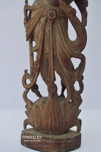 Vintage Sandalwood Carved Rare Lord Krishna Statue - Arts99 - Online Art Gallery