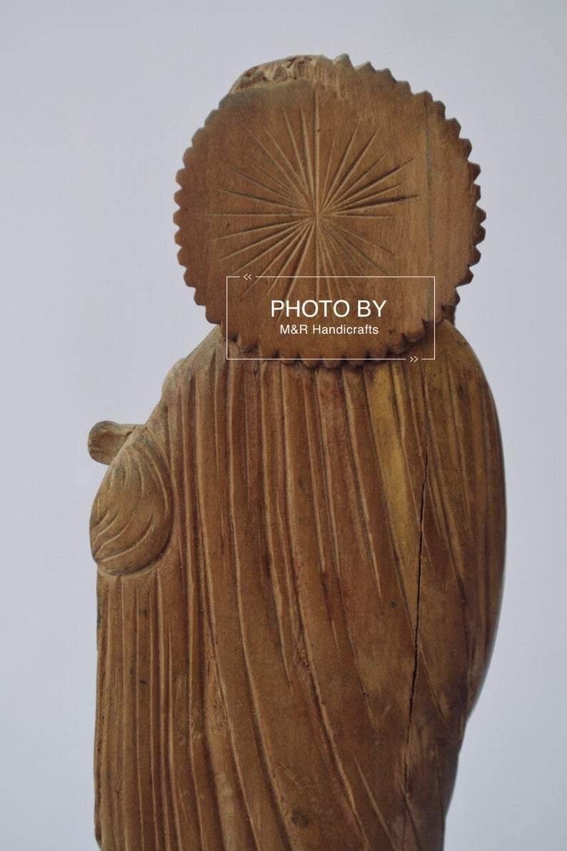 Antique Sandalwood Carved Mother Mary with Infant Jesus statue - Arts99 - Online Art Gallery
