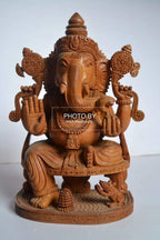 Sandalwood Beautifully Hand Carved Ganesha Sitting Statue - Arts99 - Online Art Gallery