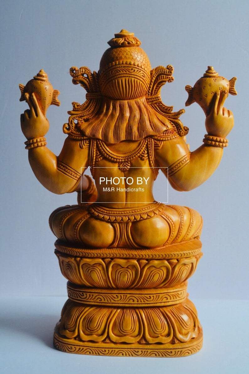 Wooden Fine Carved Lord Narasimha Statue - Arts99 - Online Art Gallery