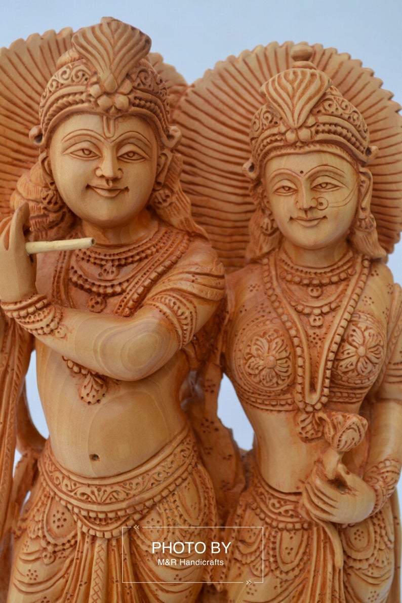 Wooden beautifully hand carved radha krishna statue - Arts99 - Online Art Gallery