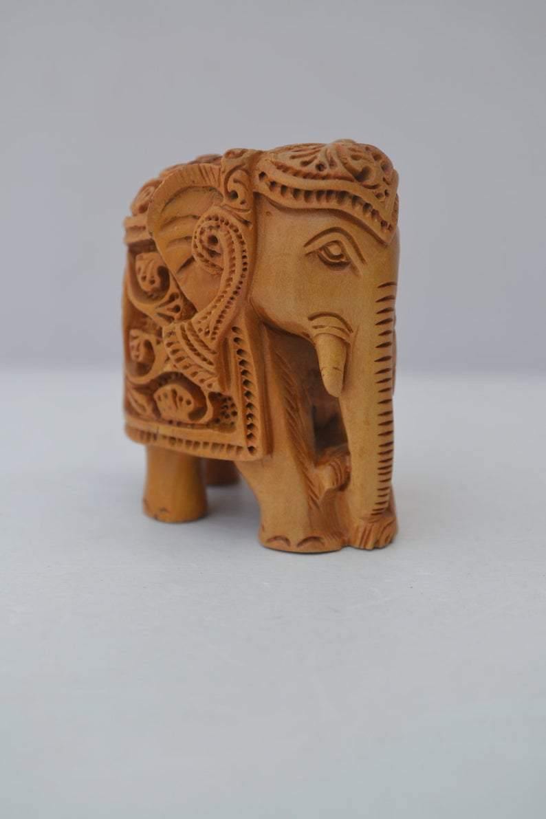 Sandalwood Fine Hand Carved Tiny Elephant Statue - Arts99 - Online Art Gallery