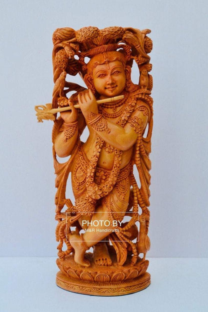 Wooden fine carved baby krishna statue - Arts99 - Online Art Gallery