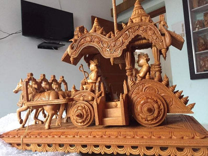 Wooden Fine Hand Carved Chariot or Arjuna Raath - Arts99 - Online Art Gallery