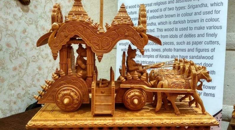 Wooden Fine Hand Carved Chariot or Arjuna Raath - Arts99 - Online Art Gallery