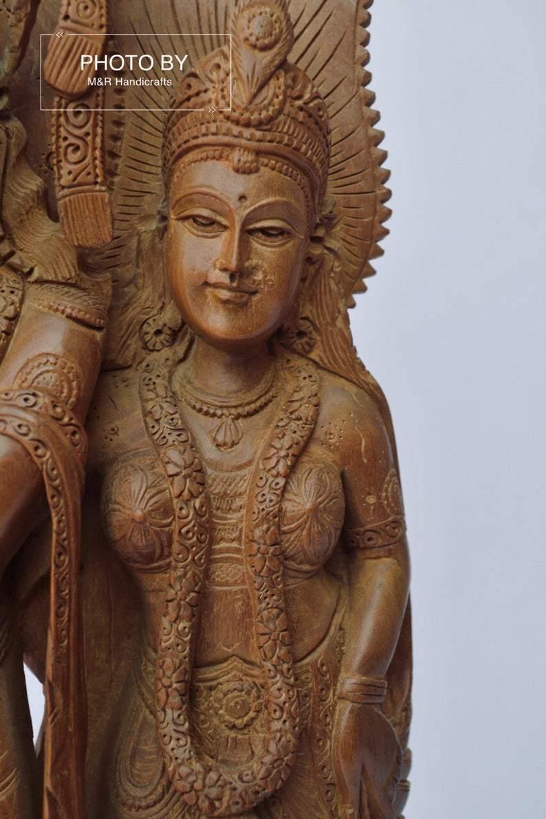 Vintage Sandalwood Beautifully Carved Radha Krishna Statue - Arts99 - Online Art Gallery