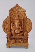 Sandalwood Beautifully Carved Lord Ganesha Mehrab Statue - Arts99 - Online Art Gallery
