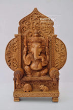 Sandalwood Beautifully Carved Lord Ganesha Mehrab Statue - Arts99 - Online Art Gallery