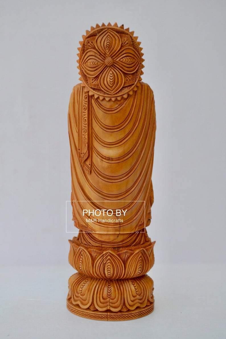 Sandalwood Round Carving Buddha Statue - Arts99 - Online Art Gallery