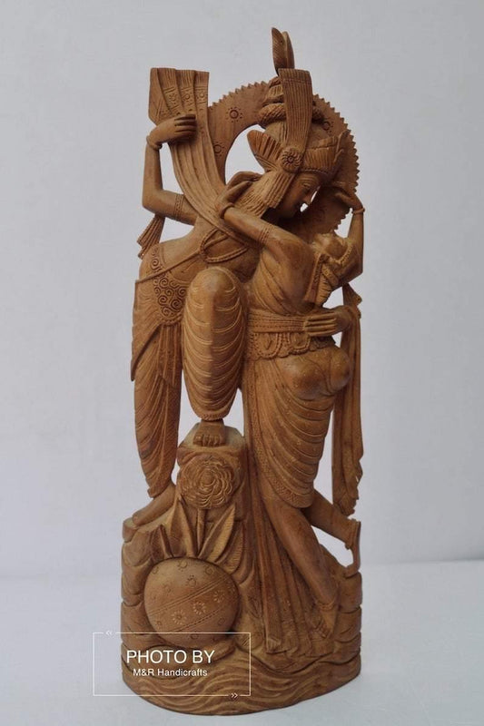 Collective Sandalwood Rare Radha Krishna Love Scene Statue - Arts99 - Online Art Gallery