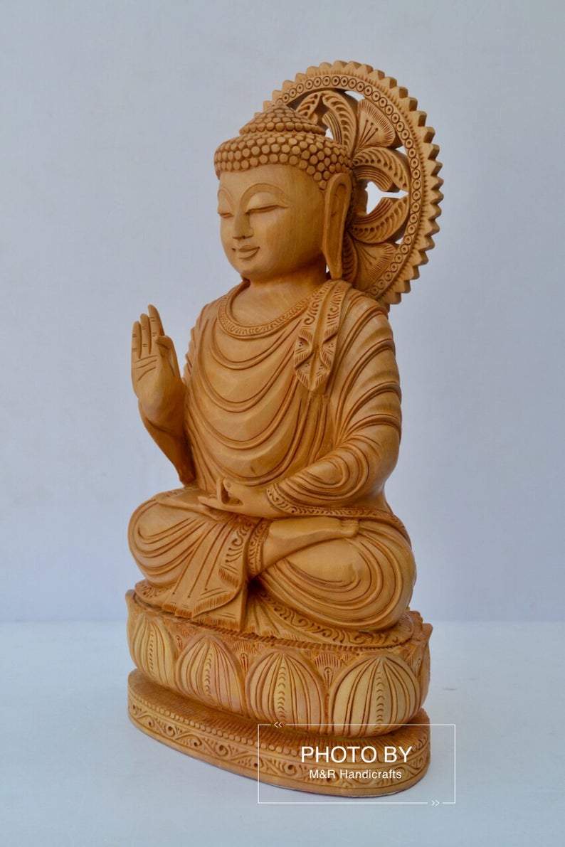 Wooden fine Hand Carved Buddha Sitting Statue - Arts99 - Online Art Gallery
