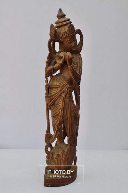 Vintage Sandalwood Carved Rare Lord Krishna Statue - Arts99 - Online Art Gallery