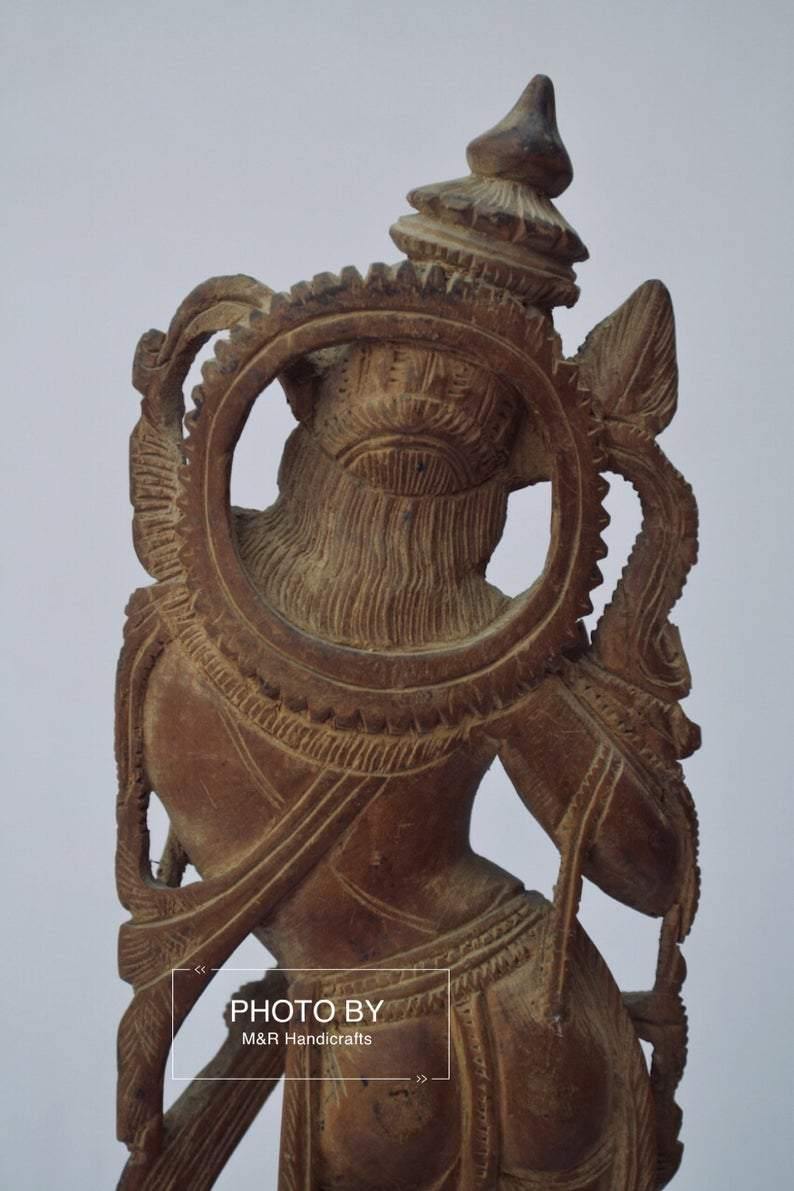 Vintage Sandalwood Carved Rare Lord Krishna Statue - Arts99 - Online Art Gallery