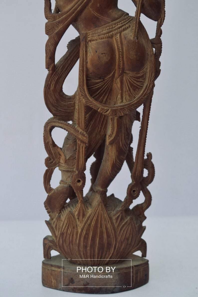 Vintage Sandalwood Carved Rare Lord Krishna Statue - Arts99 - Online Art Gallery